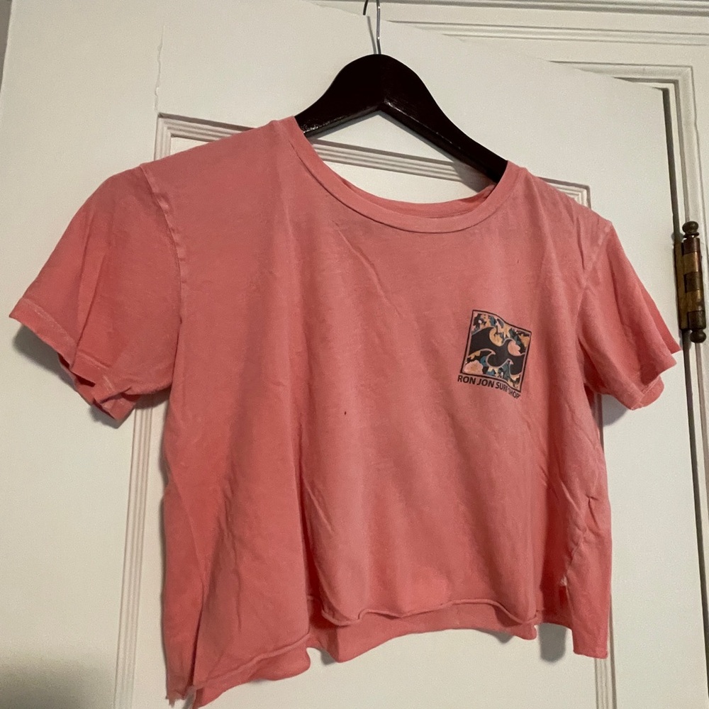 Billabong Ron Jon cropped Coral pink Graphic Tee
